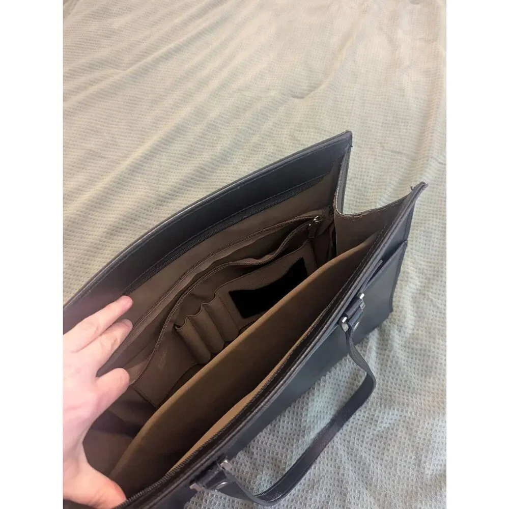 Vintage Jack Georges Men's Professional Black Leather Briefcase Shoulder Strap